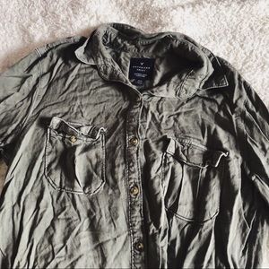 American Eagle Boyfriend Button Up Lounge Cotton